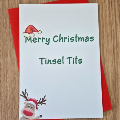 Tarjeta de Navidad grosera divertida - Feliz Navidad Tinsel T * ts