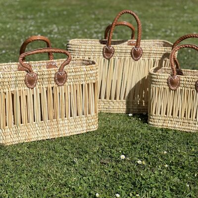 Set of 3 openwork rush baskets