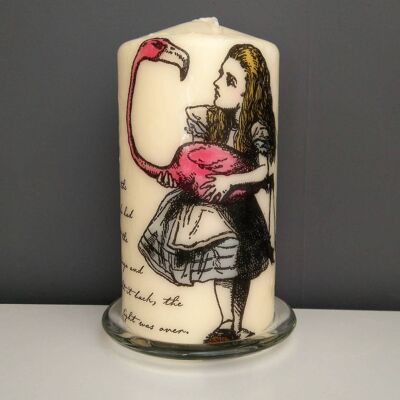 Alice in wonderland decorated candle
