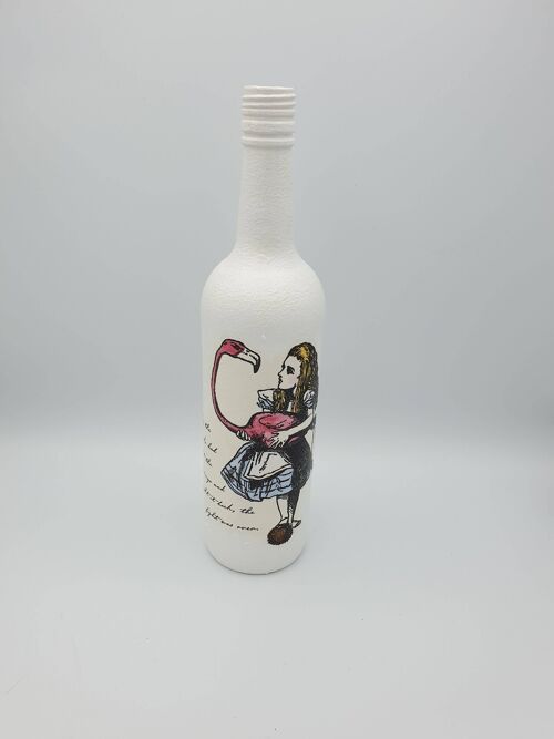 Alice In Wonderland Gifts, Alice Decoupage Bottle, Upcy-328