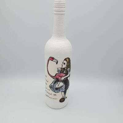 Alice In Wonderland Gifts, Alice Decoupage Bottle, Upcy-328