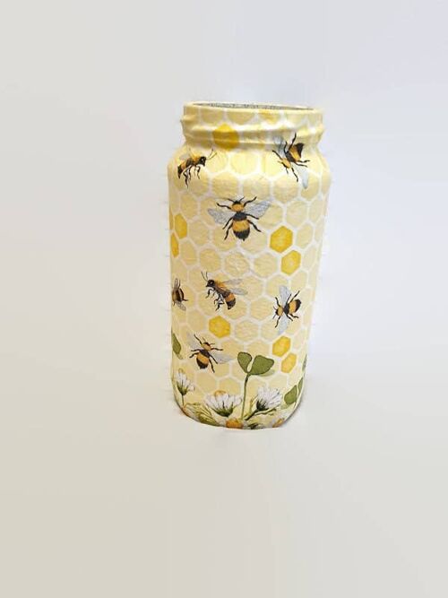 bee decoupage jar