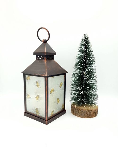 Bee Lantern, Led Battery Operated, Decoupaged Lantern, -446