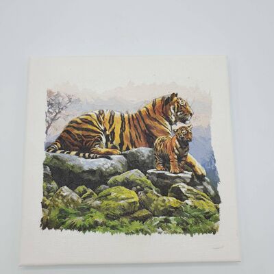 Lienzo de tigres de Bengala, arte de pared de decoupage, amante del tigre G-90