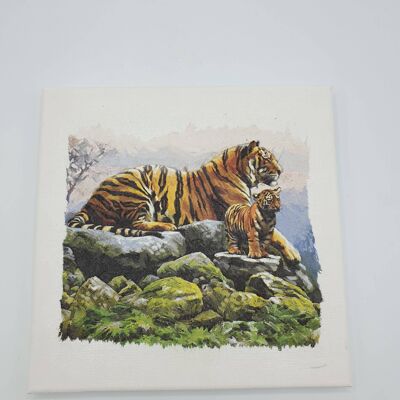 Lienzo de tigres de Bengala, arte de pared de decoupage, amante del tigre G-90