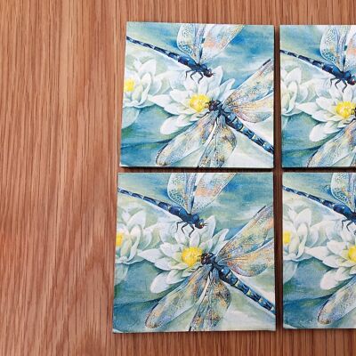 Blue Dragonfly Decoupage Coasters
