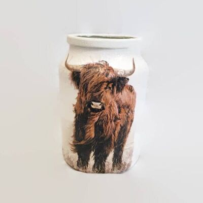Brown Highland Cow Decoupage Jar, Cow Lover Gifts,
