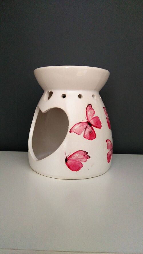 Butterfly Wax Melt Burner, Pink Butterflies Ceramic Wax