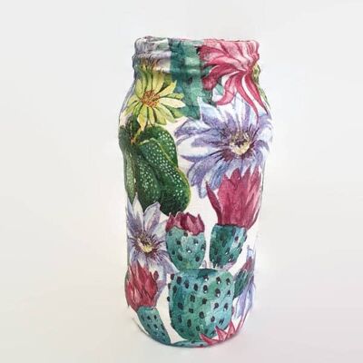 Kaktus-Decoupage-Glas, Upcycled Glasvase, Sukkulente