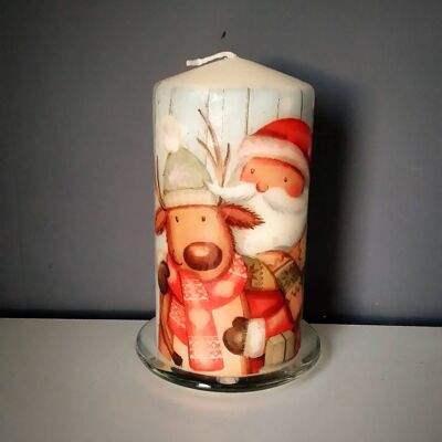 Decoupage-Weihnachtskerze