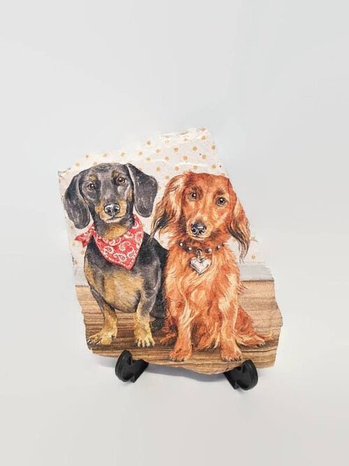 dachshund dogs decorated slate