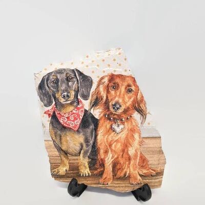 dachshund dogs decorated slate