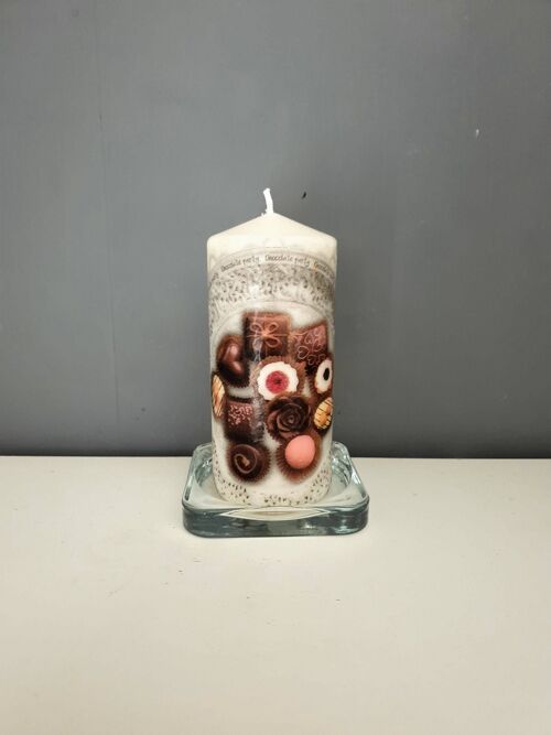 Decorative Chocolates Pillar Candle