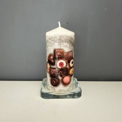 Decorative Chocolates Pillar Candle