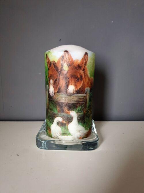 Decorative Donkeys Pillar Candle