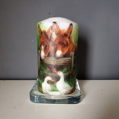 Decorative Donkeys Pillar Candle