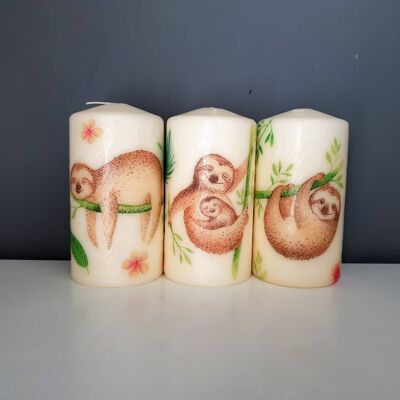 Decorative Sloth Pillar Candles