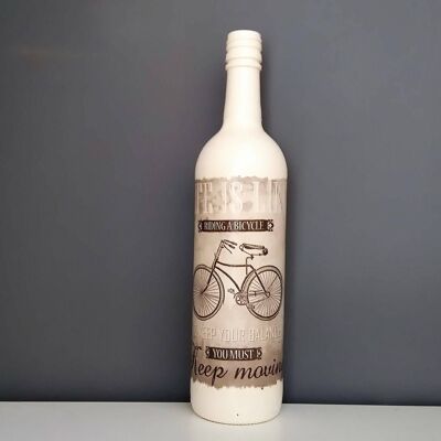 Decoupage Bike Upcycled Bottle, Bike Riders Gifts, Thin-54