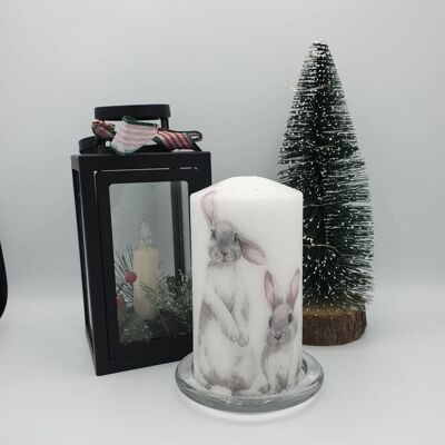 Decoupage Rabbits Candle