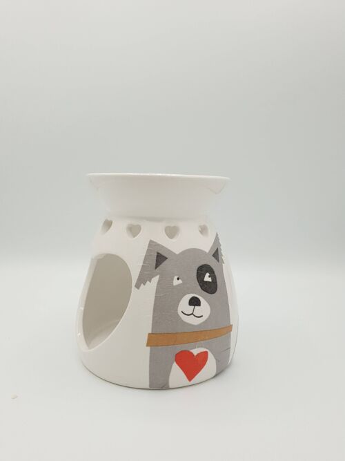 Dog Decorated Wax Warmer, Ceramic Heart Wax Burner