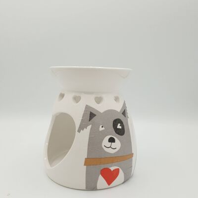 Scaldacera decorato per cani, bruciatore di cera a cuore in ceramica