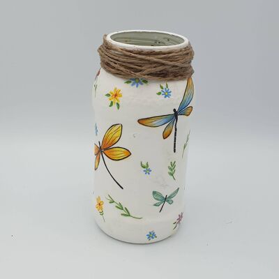 Dragonflies Decoupage Jar, Upcycled Glass Jars