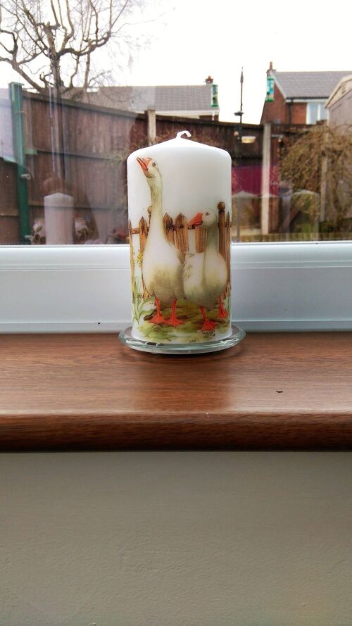 Duck Decoupage Candle