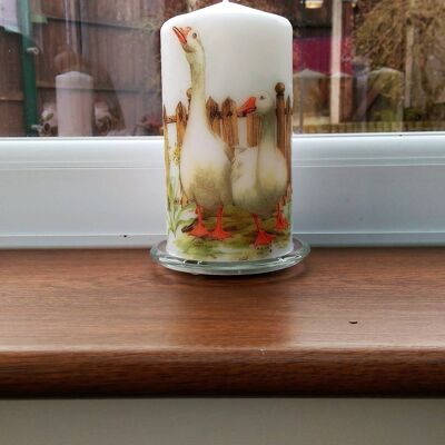 Duck Decoupage Candle