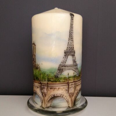 Eiffel Tower Decoupage Candle
