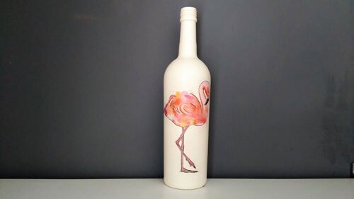 Flamingo decoupage bottle-440
