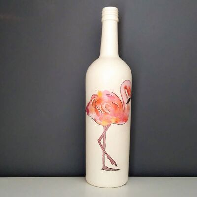 Flamingo decoupage bottiglia-440