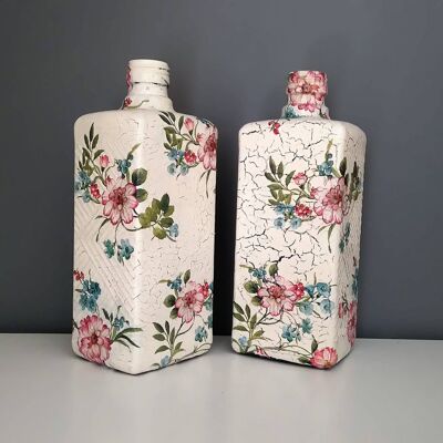 Florale dekorative Flasche, Decoupage-Flasche, Upcycled Gl-399