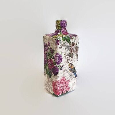 Floral Decoupage Bottle, Upcycled Glass Altered Bottles-224