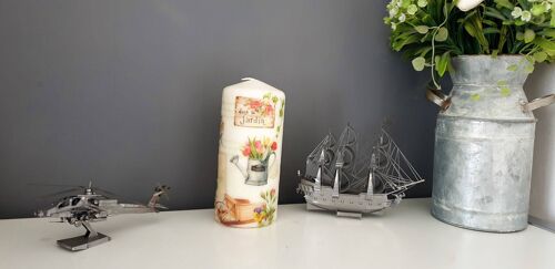 Floral Garden Themed Decoupage Candle