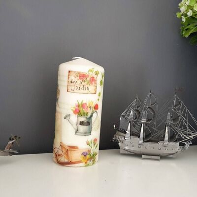 Floral Garden Themed Decoupage Candle