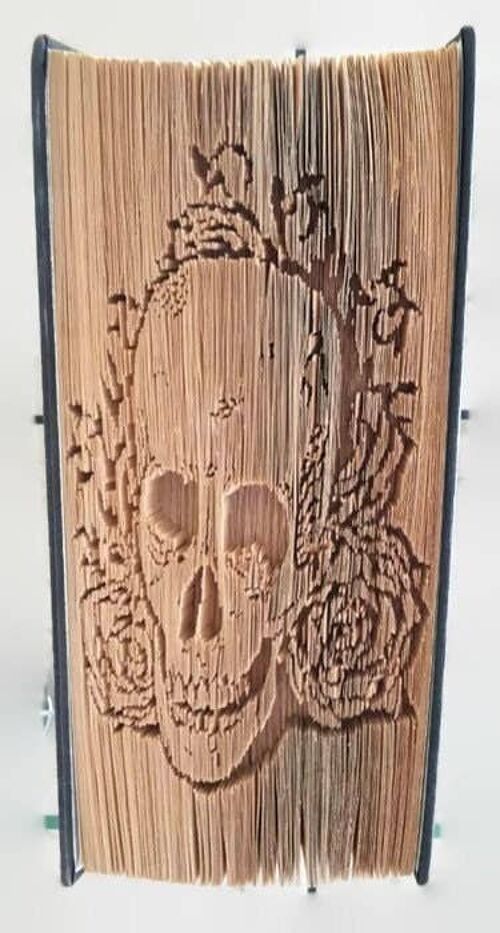 Floral Skull Folded Book Art