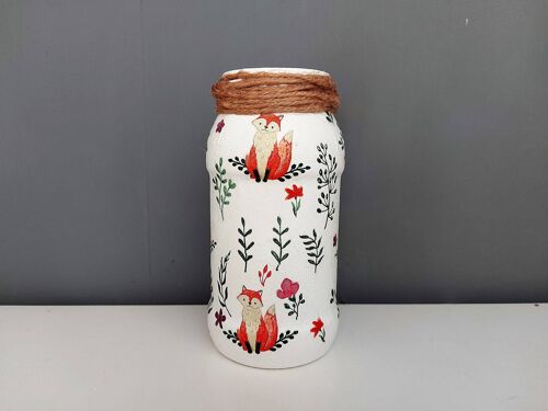 Foxes Decoupage Jar, Small Glass Vases, Fox Lover Gifts