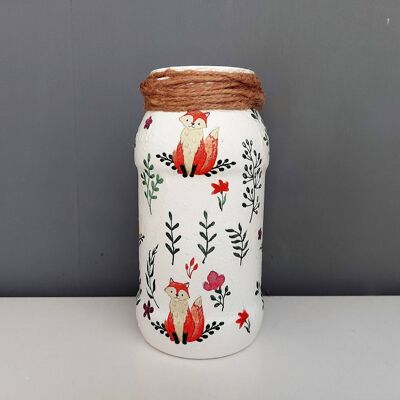 Foxes Decoupage Jar, Small Glass Vases, Fox Lover Gifts