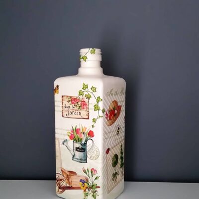 garden floral decoupage bottle-479