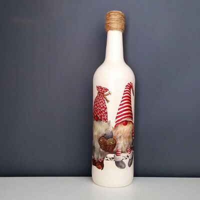 Bottiglia Decoupage Gnomi, Decorazione Gnomo da Giardino, Gonks-376