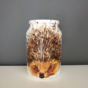 Pot décoratif hérisson, vases en verre recyclé, 1