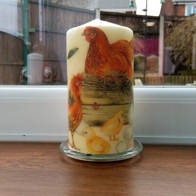 velas de decoupage de gallina