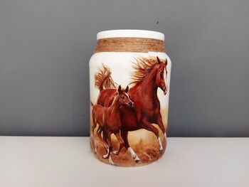 Pot de découpage de cheval, vase en verre recyclé 1