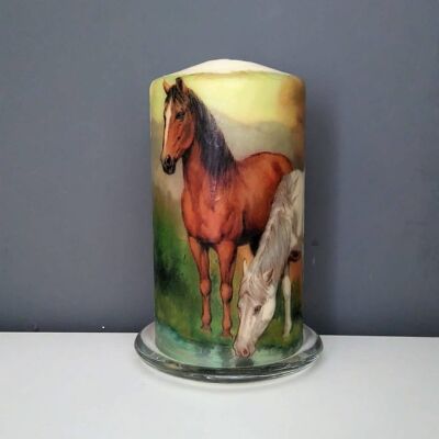 Horses Decorative Pillar Candle