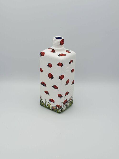 Ladybird Decoupage Bottle, Upcycled Glass Bottle, Ladyb-524