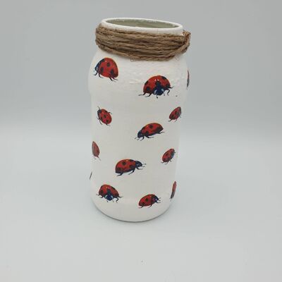 Barattolo Decoupage Coccinella, barattoli di vetro riciclati