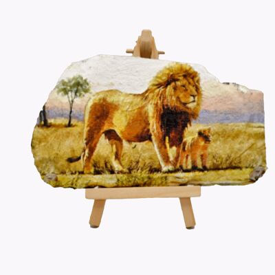 Lion Decoupage Slate