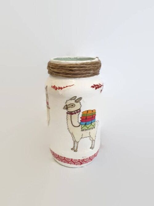 Llama Decoupage Jar, Small Glass Pot, Llama Lover Gifts