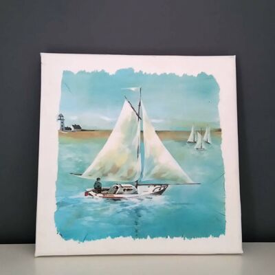 Nautical Boat Canvas, Decoupage Sailing Art-429