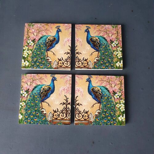 Peacock Decoupage Coasters